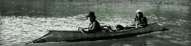 Ktunaxa sturgeon-nosed canoe on Kootenay Lake